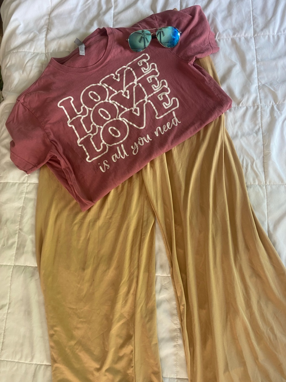 100% Cotton Love Graphic Tee in Dusty Rose Next Level Apparel